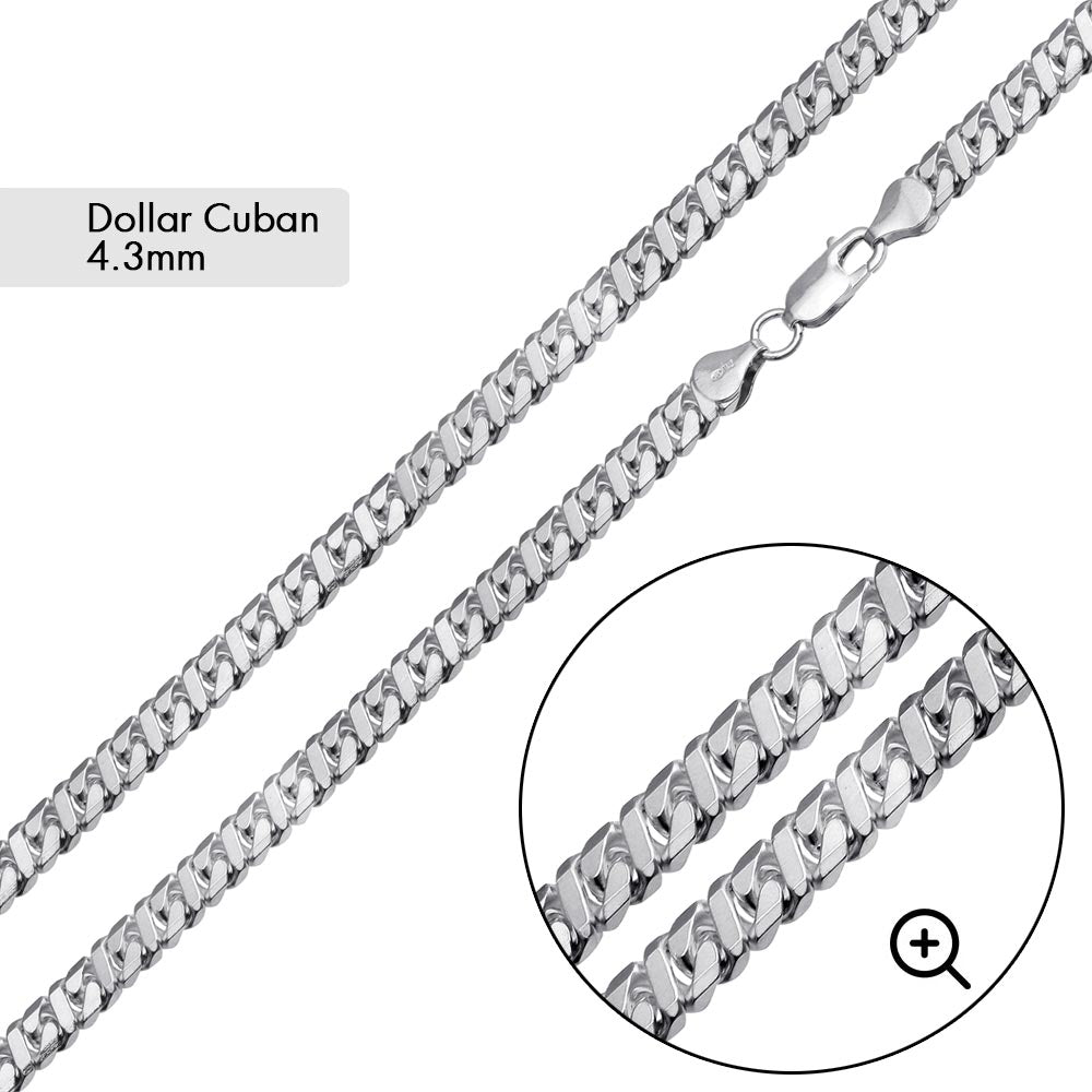 Sterling Silver Basic Dollar Miami Cuban 4.3mm Chain
