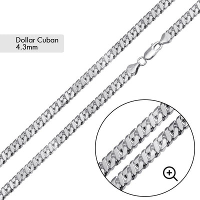 Sterling Silver Basic Dollar Miami Cuban 4.3mm Chain