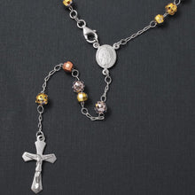 Load image into Gallery viewer, Sterling Silver High Polished 3 Toned Diamond Cut Filigree Rosary