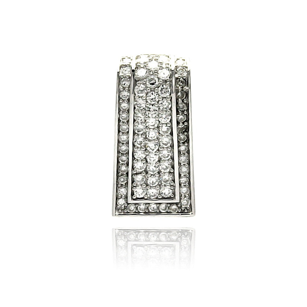 Sterling Silver Rhodium Plated Channel Rectangular Pendant
