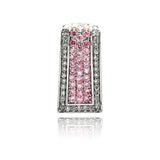 Sterling Silver Rhodium Plated Channel Rectangular Pink Pendant