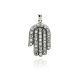 Sterling Silver Rhodium Plated Hand CZ Dangling Pendant