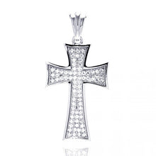 Load image into Gallery viewer, Sterling Silver Rhodium Plated Cross Micro Pavet CZ Dangling Pendant