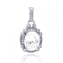 Load image into Gallery viewer, Sterling Silver Rhodium Plated Round Micro Pave CZ Dangling Pendant