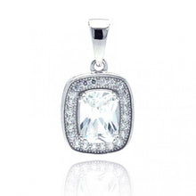 Load image into Gallery viewer, Sterling Silver Rhodium Plated Rectangular CZ Dangling Pendant