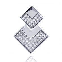 Load image into Gallery viewer, Sterling Silver Rhodium Plated Two Graduated Square CZ Inlay Pendant