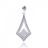 Sterling Silver Rhodium Plated Micro Pave Sharp TearDrop CZ Dangling Pendant