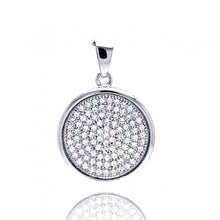 Load image into Gallery viewer, Sterling Silver Rhodium Plated Circle Micro Pave CZ Dngling Pendant