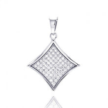 Load image into Gallery viewer, Sterling Silver Rhodium Plated Square Micro Pave CZ Dangling Pendant