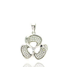 Load image into Gallery viewer, Sterling Silver Rhodium Plated Micro Pave Clear CZ Flower Pendant