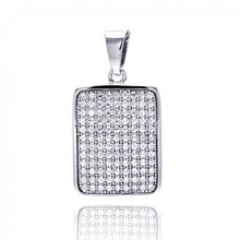 Load image into Gallery viewer, Sterling Silver Rhodium Plated Rectangle Micro Pave CZ Dangling Pendant