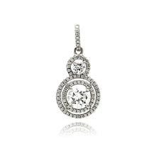 Load image into Gallery viewer, Sterling Silver Rhodium Plated Multiple Graduated Circle Micro Pave CZ Dangling Pendant