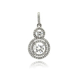 Sterling Silver Rhodium Plated Multiple Graduated Circle Micro Pave CZ Dangling Pendant