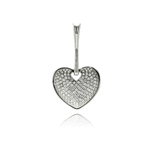 Load image into Gallery viewer, Sterling Silver Rhodium Plated Heart Micro Pave CZ Dangling Pendant Necklace