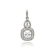 Load image into Gallery viewer, Sterling Silver Rhodium Plated Teardrop Micro Pave CZ Dangling Pendant