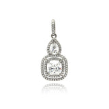 Sterling Silver Rhodium Plated Teardrop Micro Pave CZ Dangling Pendant