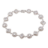 Sterling Silver Rhodium Plated Multiple Multishape Clear CZ Bracelet