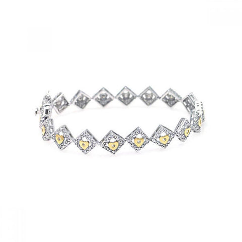 Sterling Silver Rhodium Plated Multiple Yellow Round CZ Bracelet