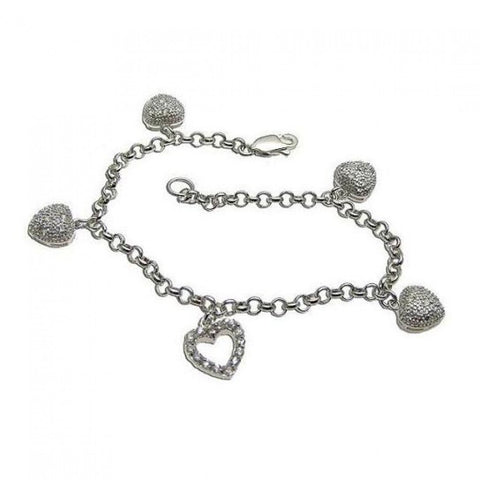 Brass Open and Close Heart Charm CZ Bracelet