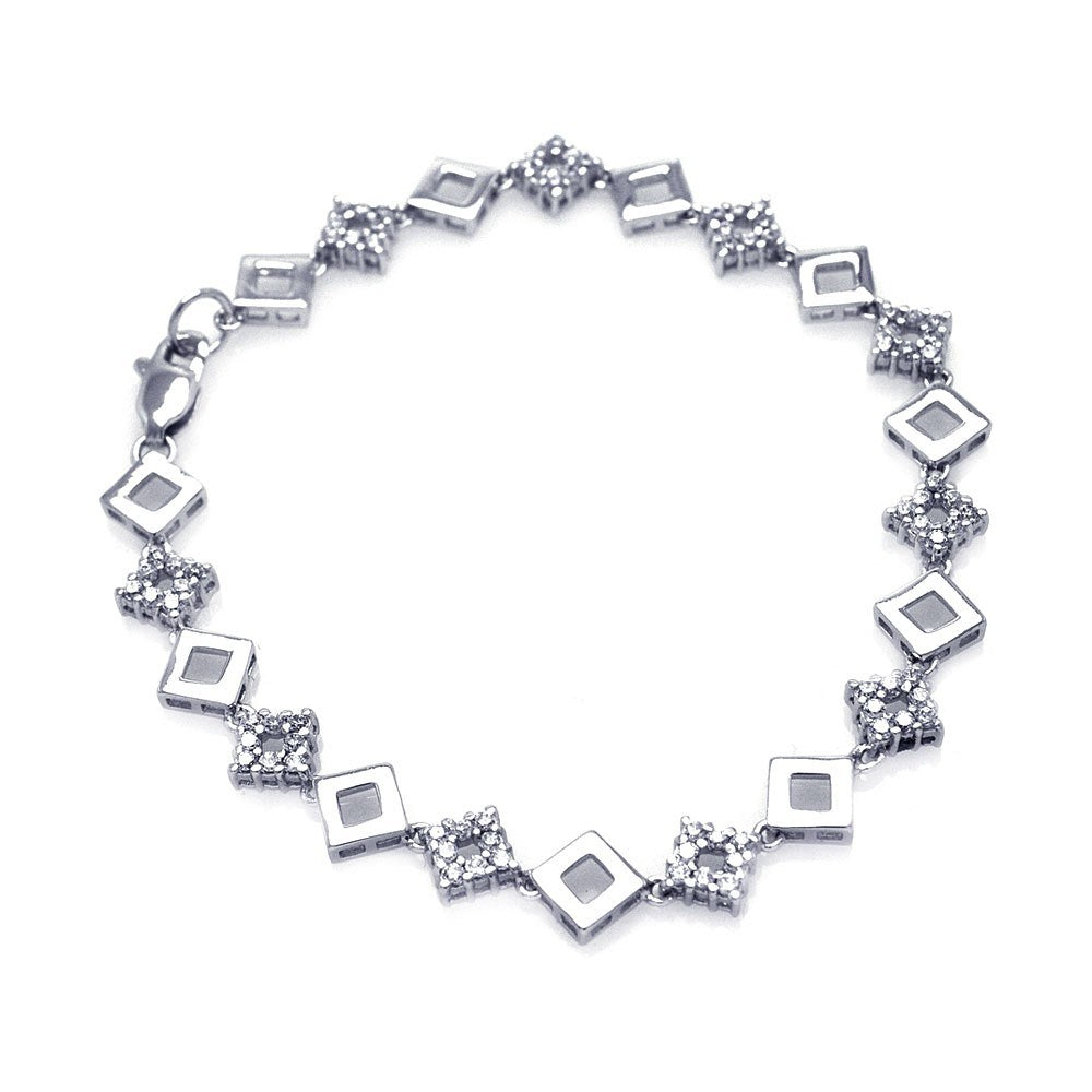 Sterling Silver Rhodium Plated Multiple Square Tennis CZ Bracelet