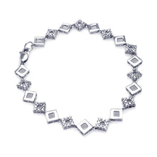 Load image into Gallery viewer, Sterling Silver Rhodium Plated Multiple Square Tennis CZ Bracelet