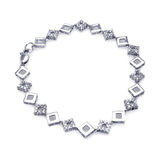 Sterling Silver Rhodium Plated Multiple Square Tennis CZ Bracelet