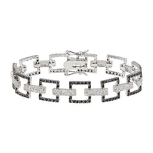 Load image into Gallery viewer, Sterling Silver Rhodium Plated Multiple Square Black Open CZ Bracelet