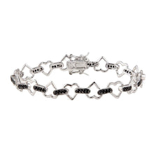 Load image into Gallery viewer, Sterling Silver and Black Rhodium Plated Multiple Open Heart CZ Bracelet