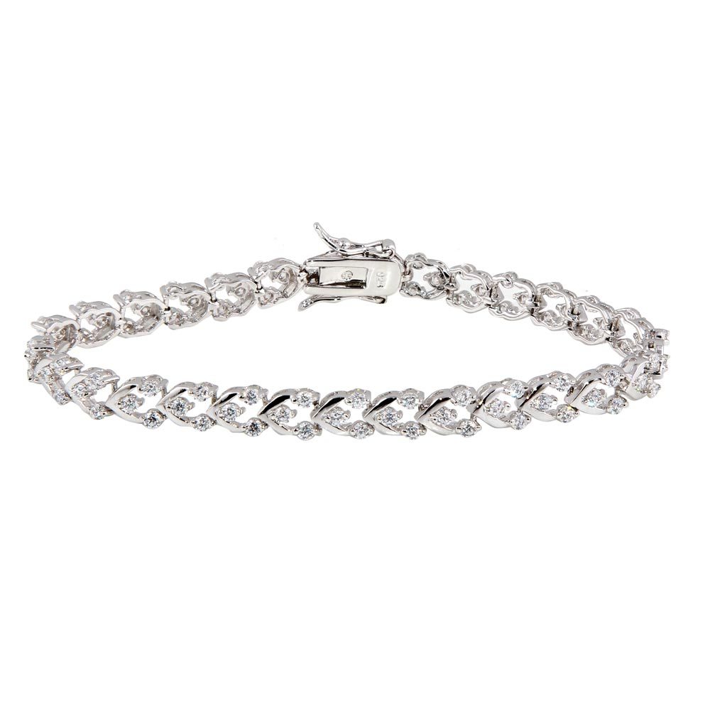 Sterling Silver Rhodium Plated Clear Tennis CZ Bracelet
