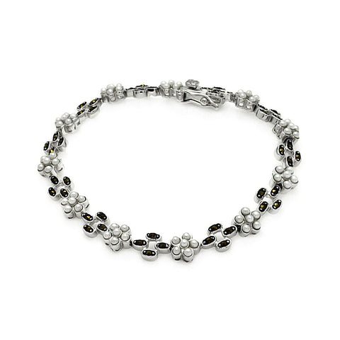 Sterling Silver Marcasite Tennis CZ Bracelet