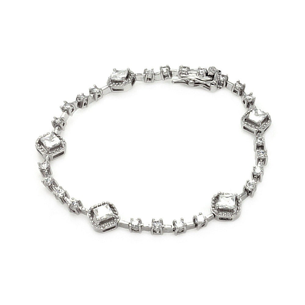 Sterling Silver Rhodium Plated Multiple Tennis Clear CZ Bracelet