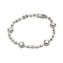 Load image into Gallery viewer, Sterling Silver Rhodium Plated Multiple Tennis Clear CZ Bracelet