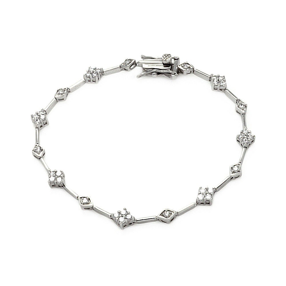 Sterling Silver Rhodium Plated Clear Tennis CZ Bracelet