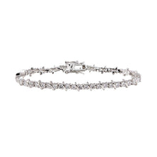 Load image into Gallery viewer, Sterling Silver Rhodium Plated Crown Setting Square Clear CZ Bracelet