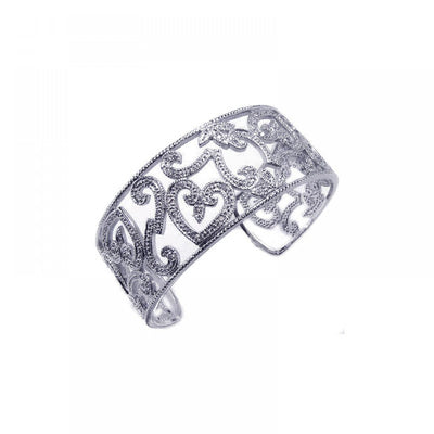 Sterling Silver Rhodium Plated Open Micro Pave CZ Bracelet