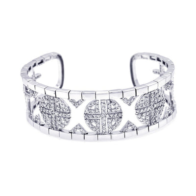 Sterling Silver Rhodium Plated CZ Bangle Bracelet