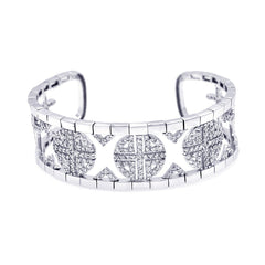Sterling Silver Rhodium Plated CZ Bangle Bracelet