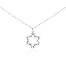 Load image into Gallery viewer, Sterling Silver Rhodium Plated Open Star CZ Necklace