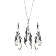 Load image into Gallery viewer, Sterling Silver Rhodium Plated Clear Drop CZ Hook Earring and Necklace Set