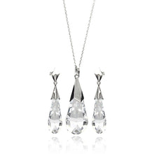 Load image into Gallery viewer, Sterling Silver Rhodium Plated Clear Drop CZ Set