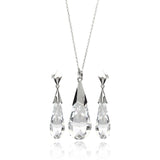 Sterling Silver Rhodium Plated Clear Drop CZ Set