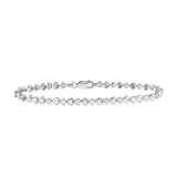 Sterling Silver Rhodium Plated Heart Clear CZ Tennis Bracelet