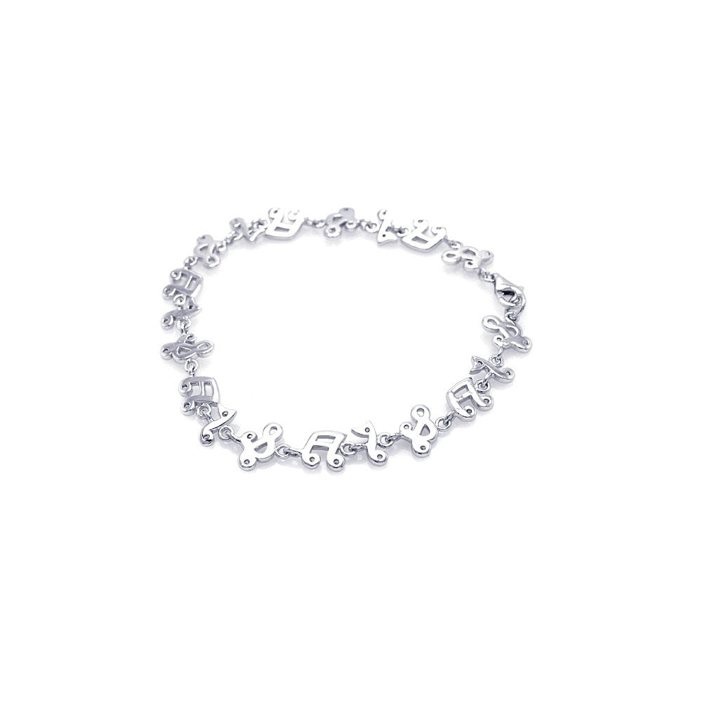 Sterling Silver Rhodium Plated Music Note Bracelet