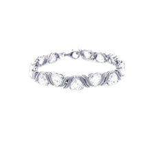 Load image into Gallery viewer, Sterling Silver Rhodium Plated Hear Clear CZ Tennis Bracelet