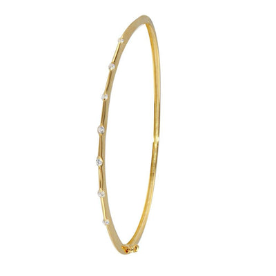 Sterling Silver Gold Plated Clear CZ Bangle Bracelet