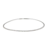 Sterling Silver Rhodium Plated Clear CZ Covered Bangle Bracelet
