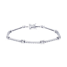 Load image into Gallery viewer, Sterling Silver Rhodium Plated Clear CZ Tennis Bracelet