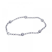 Load image into Gallery viewer, Sterling Silver Rhodium Plated Clear CZ Bracelet