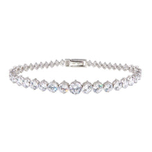 Load image into Gallery viewer, Sterling Silver Rhodium Plated Graduated Clear CZ Tennis Bracelet
