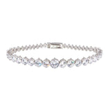 Sterling Silver Rhodium Plated Graduated Clear CZ Tennis Bracelet